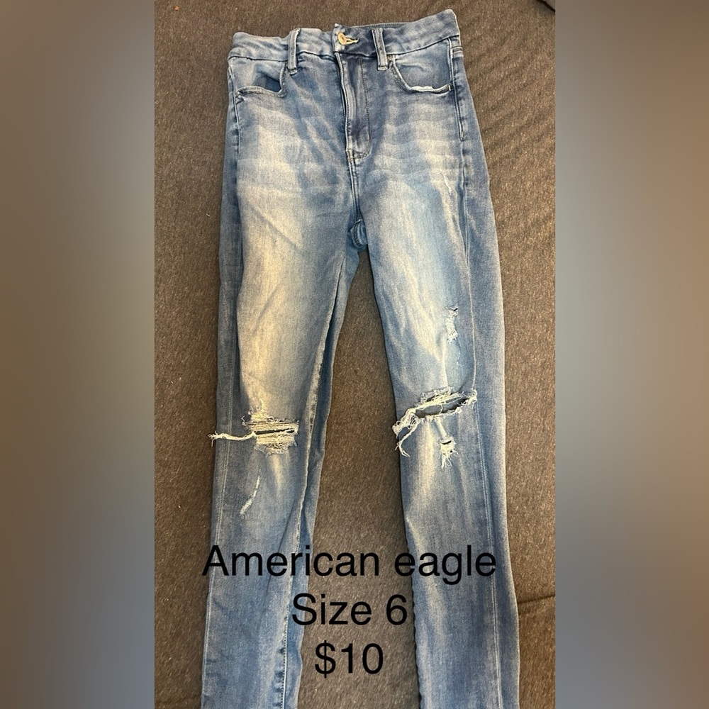 American Eagle Outfitters Blue Boyfriend Jeans Distressed